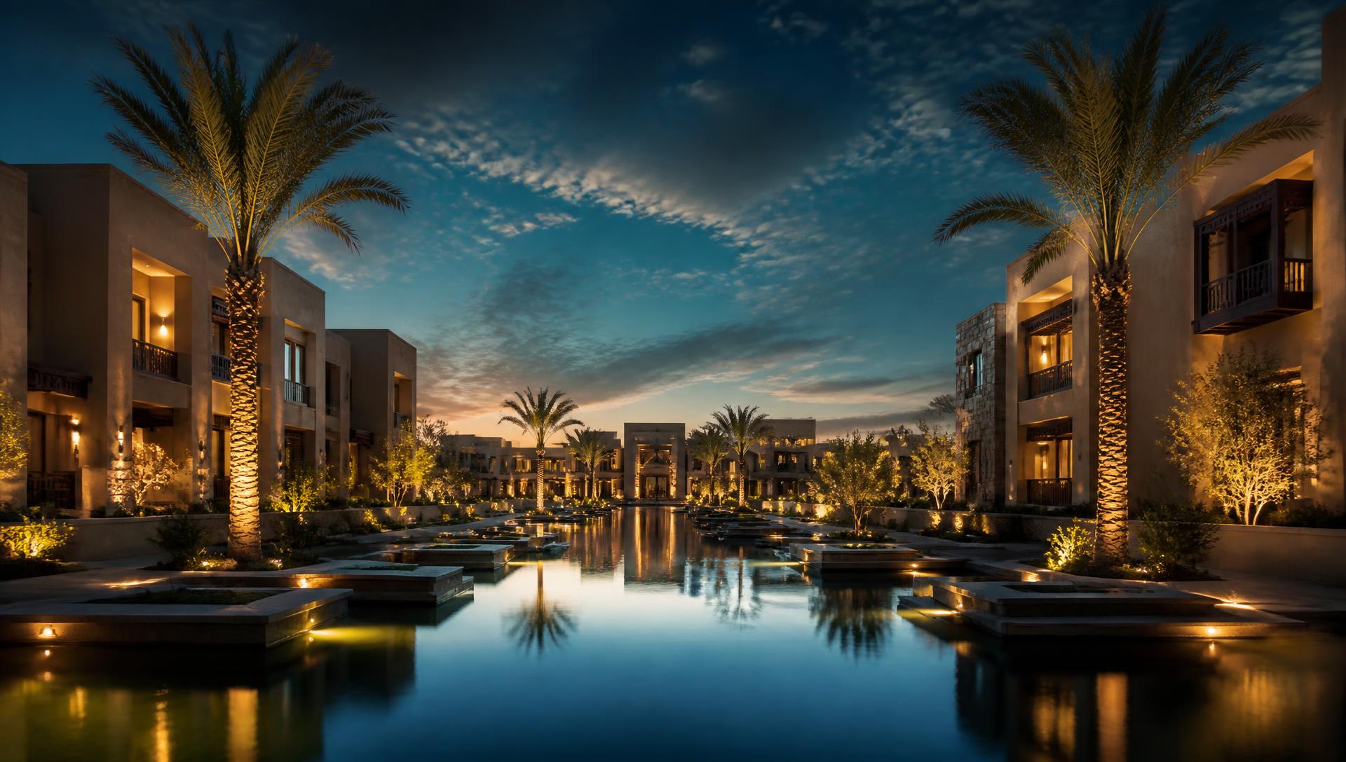 Premium residential community in Egypt at dusk